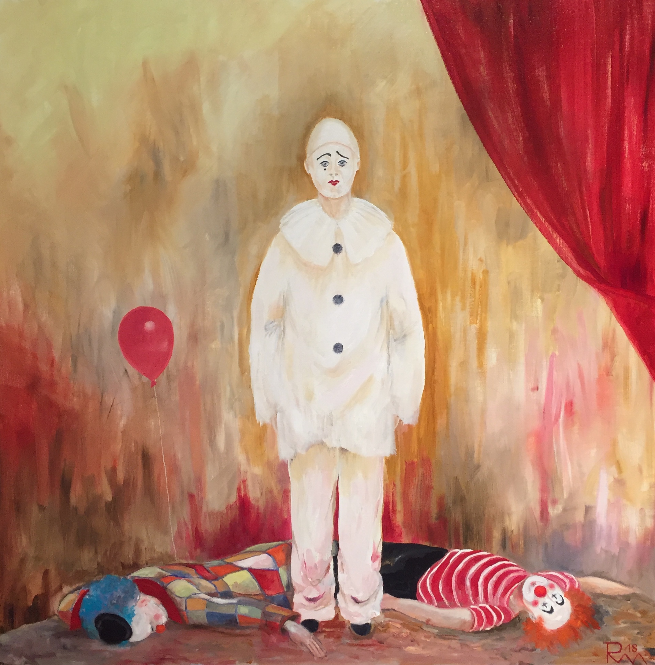 SEND IN THE CLOWNS ( 2018) Öl auf Leinen, 80cm x 80cm