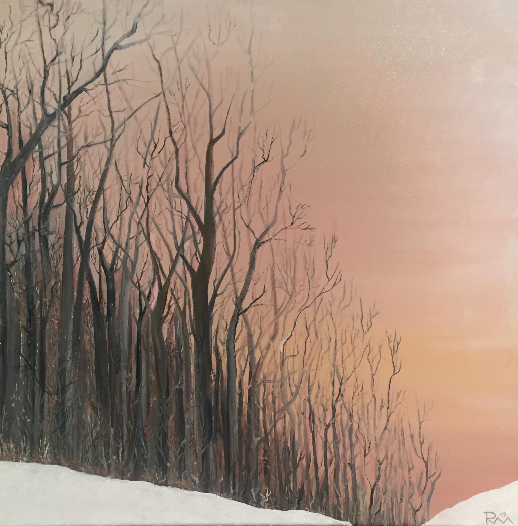 WINTER IM WIENERWALD (2019) Öl auf Leinen, 50cm x 50cm